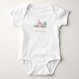 Body Para Bebê Chá de fraldas floral de abóbora-aquarela creme