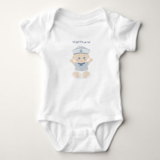 Body Para Bebê Chá de fraldas Náutico de Bebê (Frente)