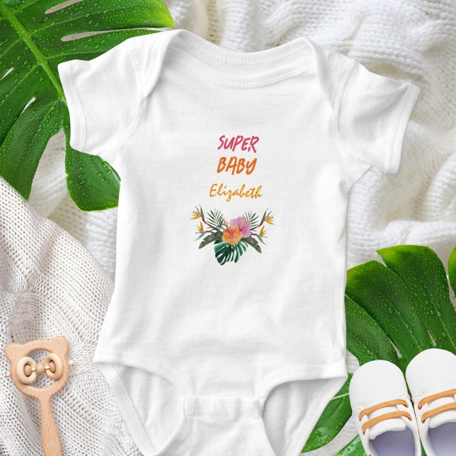Body Para Bebê CHÁ DE FRALDAS Tropical de Papagaio SUPER BABY (SUPER BABY Tropical Parrot Jungle Baby Shower Baby Bodysuit ©Susanne Sachers - Sunny Mind 🌞)