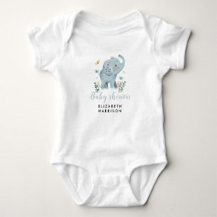 Body Para Bebê Chá Elefante Azul Bebê Adorável