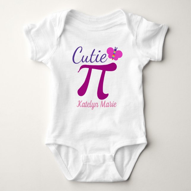 Body Para Bebê Chalaça engraçada bonito da matemática de Cutie Pi (Frente)