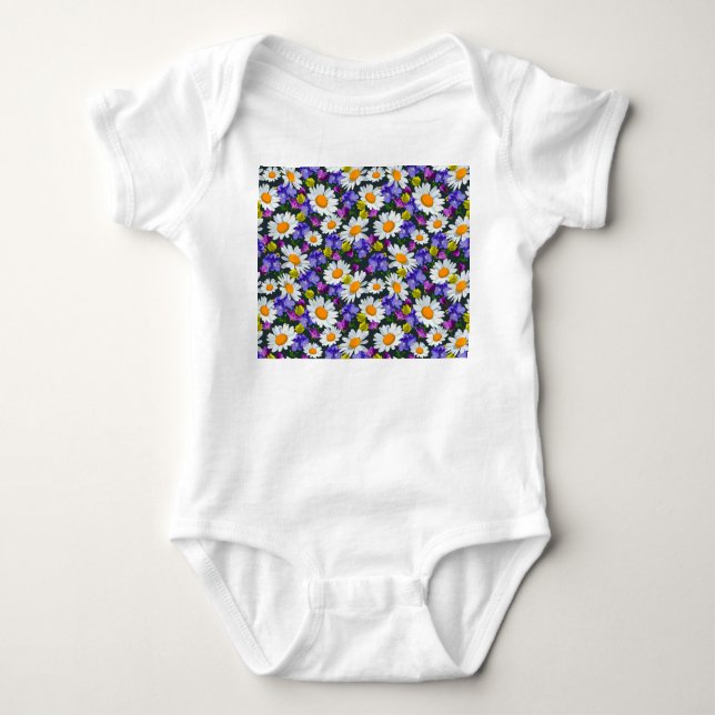 Body Para Bebê Chamomila, flores silvestres: padrão uniforme. (Frente)