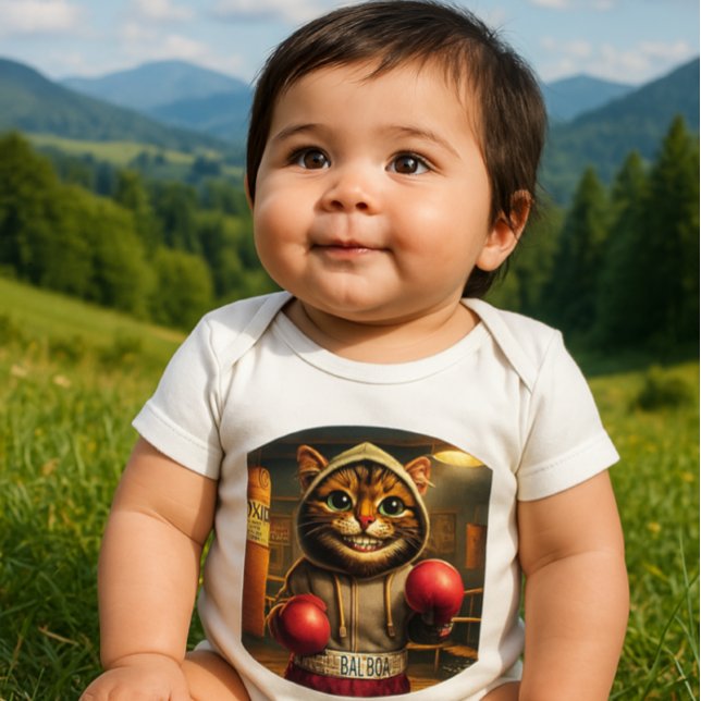 Body Para Bebê "Champ Boxing? - Gato com cravo-da-índia (Criador carregado)