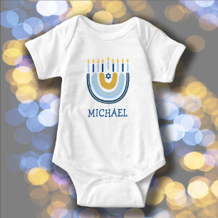 Body Para Bebê Chanukah Cute Personalizado Menorah Rainbow Baby B