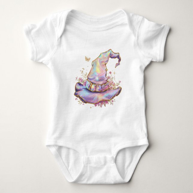 Body Para Bebê Chapéu de Bruxa Iridescente de Aniversário  (Frente)