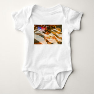 Body Para Bebê Chapéu de Cowboy Laço Bandeira Americana Raios de