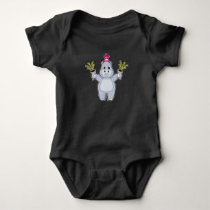 Body Para Bebê Chapéu de Festa de aniversário Hippo