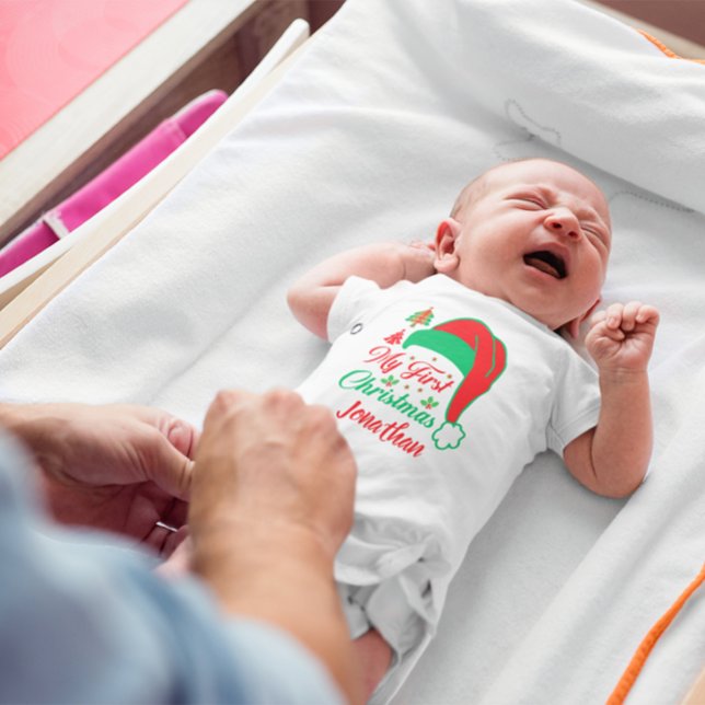 Body Para Bebê Chapéu Vermelho Santa Vermelho da Árvore de Natal  (Criador carregado)