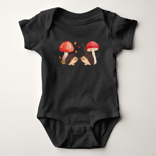 Body Para Bebê Chapeuzinhos e Cogumelos (Frente)