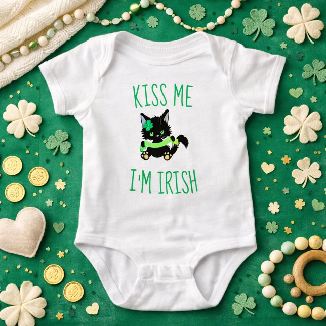 Body Para Bebê Charming me beija Eu sou Irlandês Cat (Criador carregado)