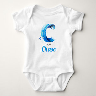 Body Para Bebê Chase Name Revement Letter C Boy Blue Paint