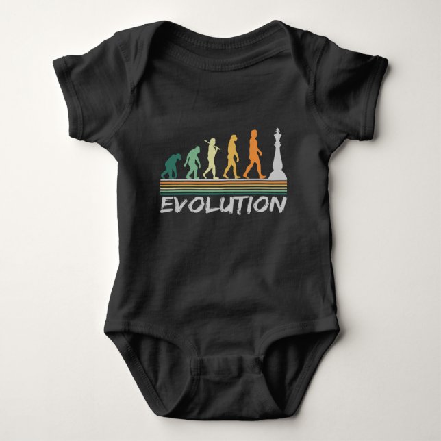 Body Para Bebê Chess player Evolution Retro Funny Gift for Man (Frente)