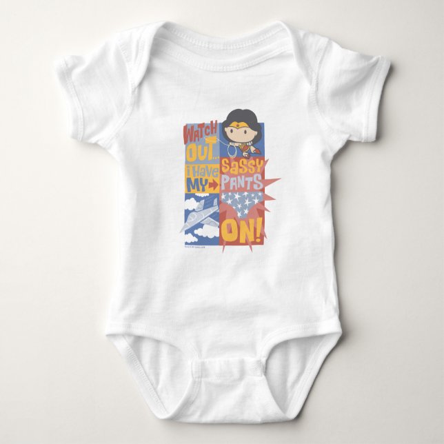 Body Para Bebê Chibi Wonder Woman Eu Tenho Minhas Calças Sassosas (Frente)