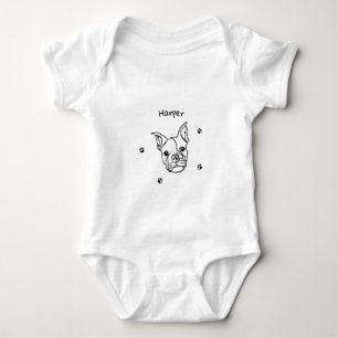 Body Para Bebê Chic French Bulldog Line Art: Edite seu texto