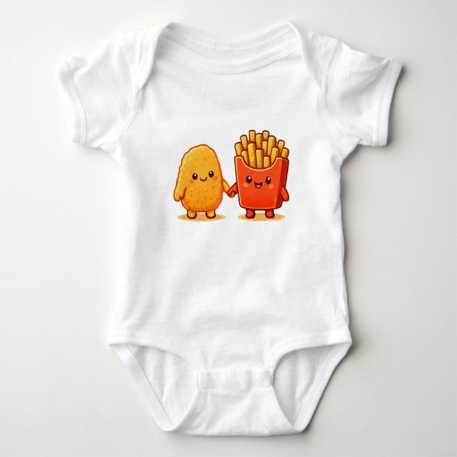 Body Para Bebê Chicken Nugget & Fries – Best Friends  (Frente)