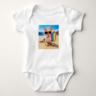 Body Para Bebê Chihuahua Dog na praia