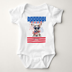 Body Para Bebê Chihuahua Happy 4 De Julho América Patriótica EUA