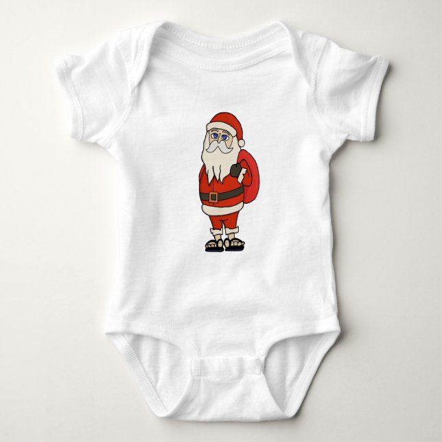 Body Para Bebê Chinelos de Natal do Papai Noel (Frente)