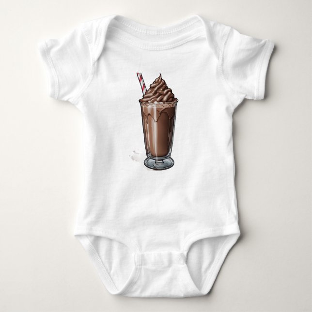 Body Para Bebê Chocolate Adorável Milkshake Bebê (Frente)