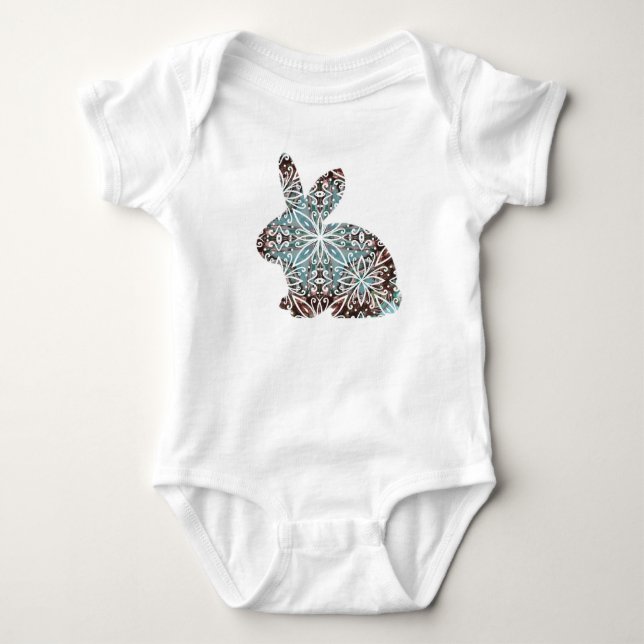 Body Para Bebê Chocolate e Blues do Coelho Mandala (Frente)