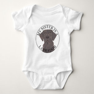 Body Para Bebê Chocolate Labrador Cão Grande Irmã