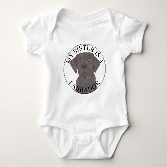Body Para Bebê Chocolate Labrador Cão Grande Irmã (Frente)