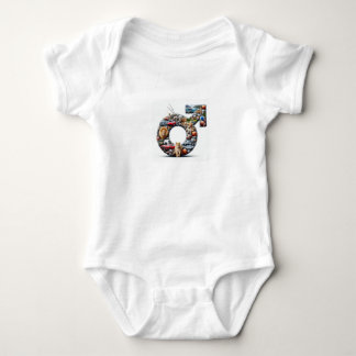 Body Para Bebê Christian, Baby Boy Onsie Com Símbolo Masculino Re