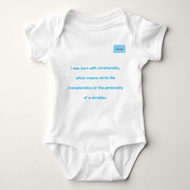 Body Para Bebê Christianality defined in blue on white onsie  (Frente)