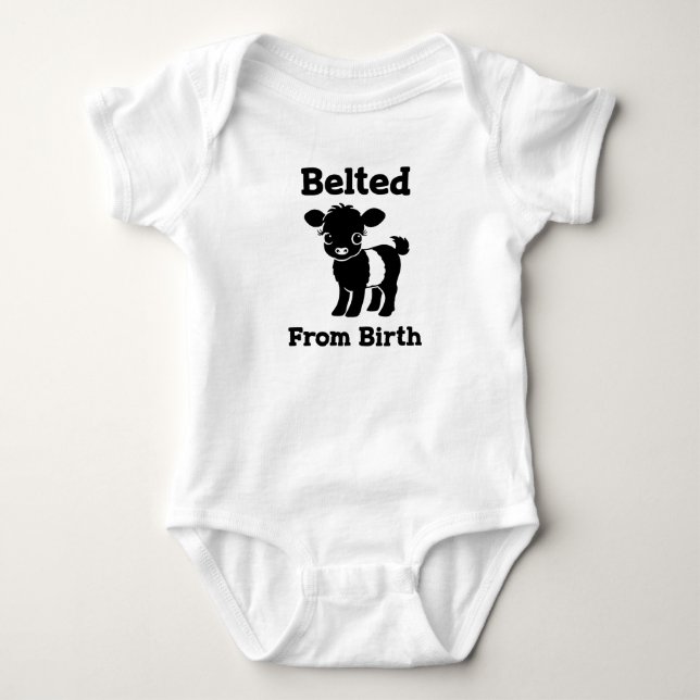 Body Para Bebê Christmas Baby Beltie Farmer Belted Galloway Cow (Frente)