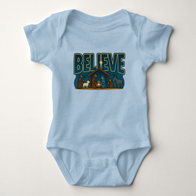 Body Para Bebê Christmas Believe Design (Frente)