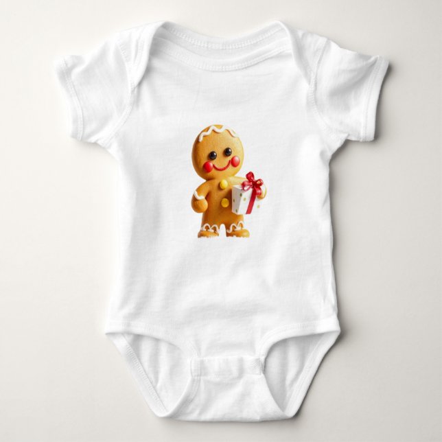 Body Para Bebê Christmas gingerbread man (Frente)