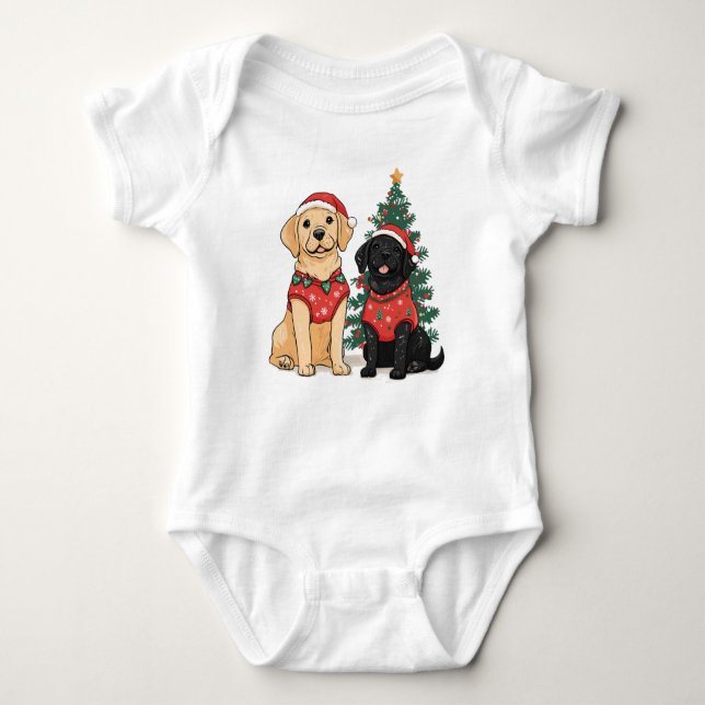 Body Para Bebê Christmas Labrador Retriever Dogs (Frente)