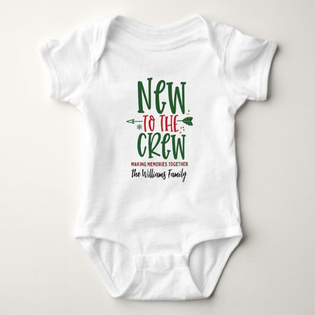 Body Para Bebê Christmas New To The Crew Custom First Christmas (Frente)