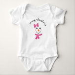 Body Para Bebê Christmas Snowman baby bodysuit<br><div class="desc">Pink Female snow woman bodysuit for baby girls</div>