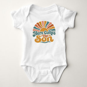 Body Para Bebê Chuva de Amor Baby Shower Aqui Vem o Filho