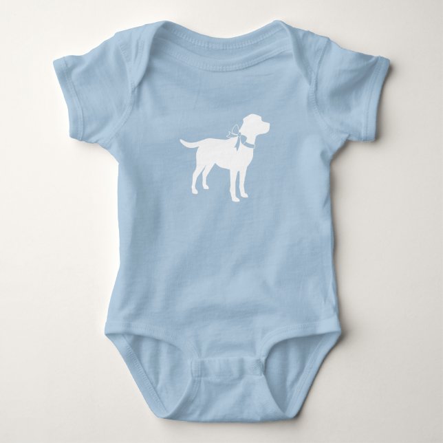 Body Para Bebê Chuva de Bebê Cachorro Labrador Azul Menino Lab (Frente)