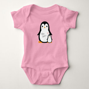 Body Para Bebê Chuva de Bebê do Pinguim Rosa