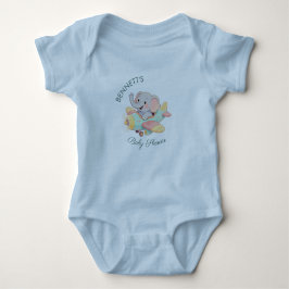 Body Para Bebê Chuva de Bebê Elefante de Avião em Aquarela