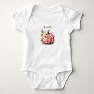 Body Para Bebê Chuva de Bebê Menina Boho Aquarela Abóbora Rosa