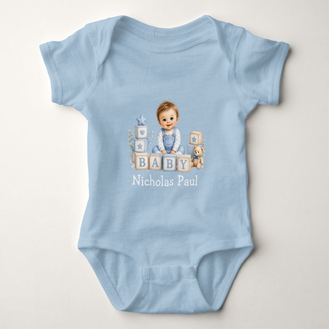 Body Para Bebê Chuva de Bebê Menino  (Frente)