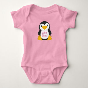 Body Para Bebê Chuva de Bebê Pinguim Rosa