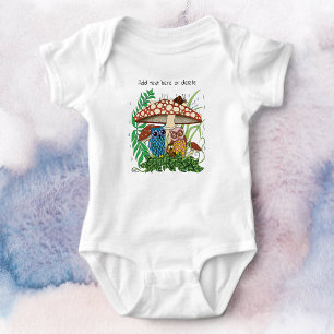 Body Para Bebê Chuva de Cogumelo da Família Coruja