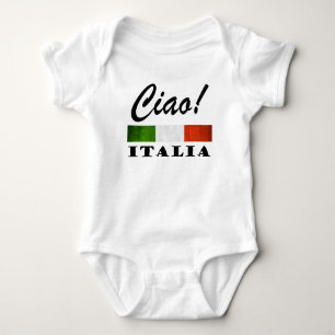 Body Para Bebê Ciao! Bandeira vermelha branca verde de Italia