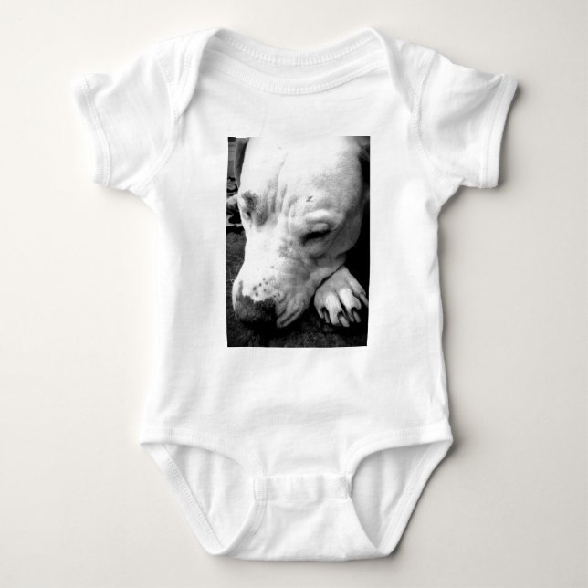 Body Para Bebê cicatriz do harry potter cachorro pit bull branco (Frente)