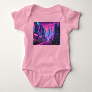 Body Para Bebê Cidade Cyberpunk da Onda Retroativa