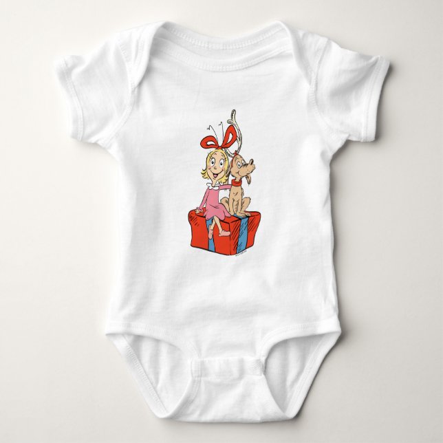 Body Para Bebê Cindy Lou Who e Max em um Presente (Frente)