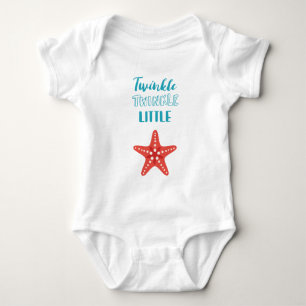 Body Para Bebê Cintilação pouca estrela azul & coral náutico