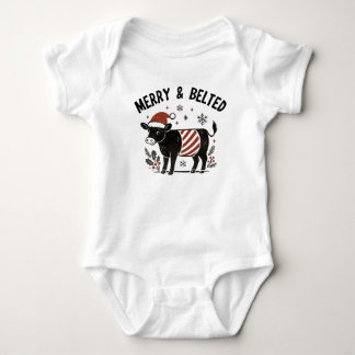 Body Para Bebê Cinto de Natal Vaca Belted Galloway Beltie Farmer