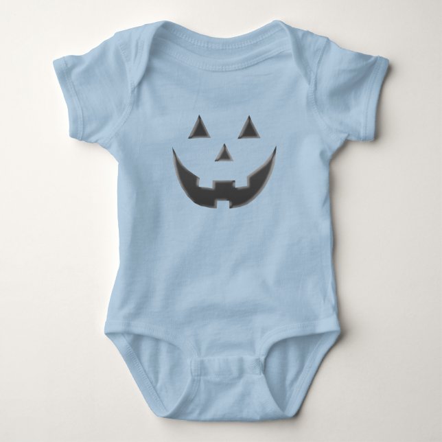 Body Para Bebê Cinza de Halloween Cabelo de abóbora de lanterna (Frente)