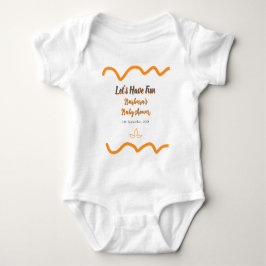 Body Para Bebê Cinza-de-laranja retro-espanhol chá de fraldas boh